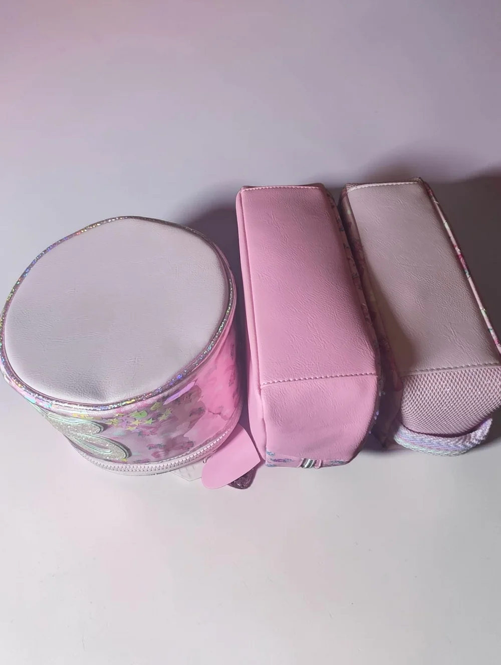 Nwt Miss Gwen Makeup Bag Trio Set - Glitter Bow Design